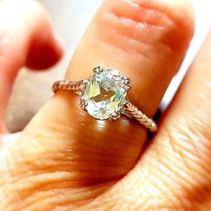 Sterling Silver White Topaz Ring Size 7